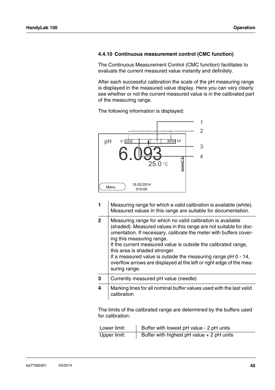 10 continuous measurement control (cmc function), 10 continuous measurement control (cmc, Function) | Xylem HandyLab 100 User Manual | Page 45 / 66