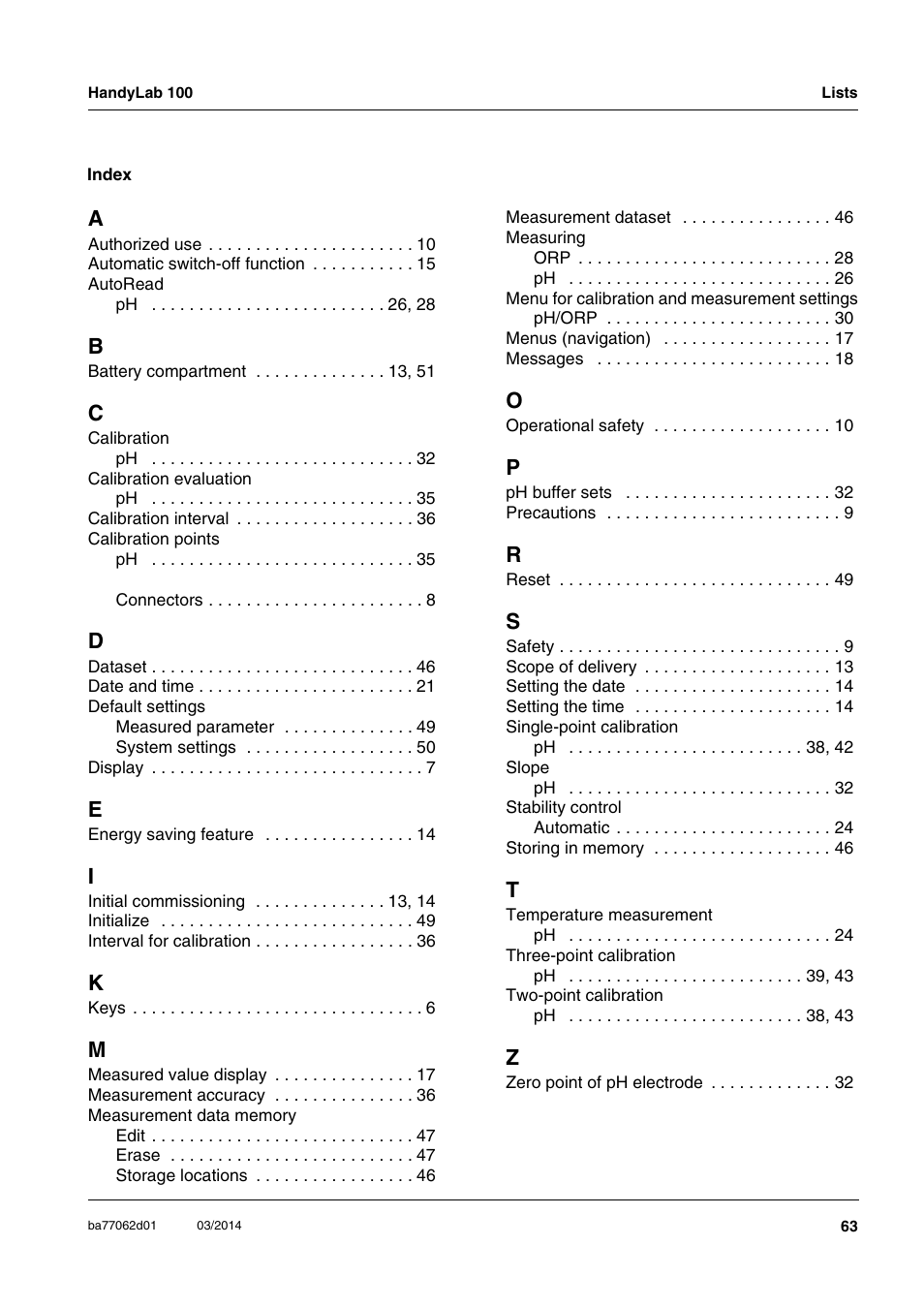 Xylem HandyLab 100 User Manual | Page 63 / 66