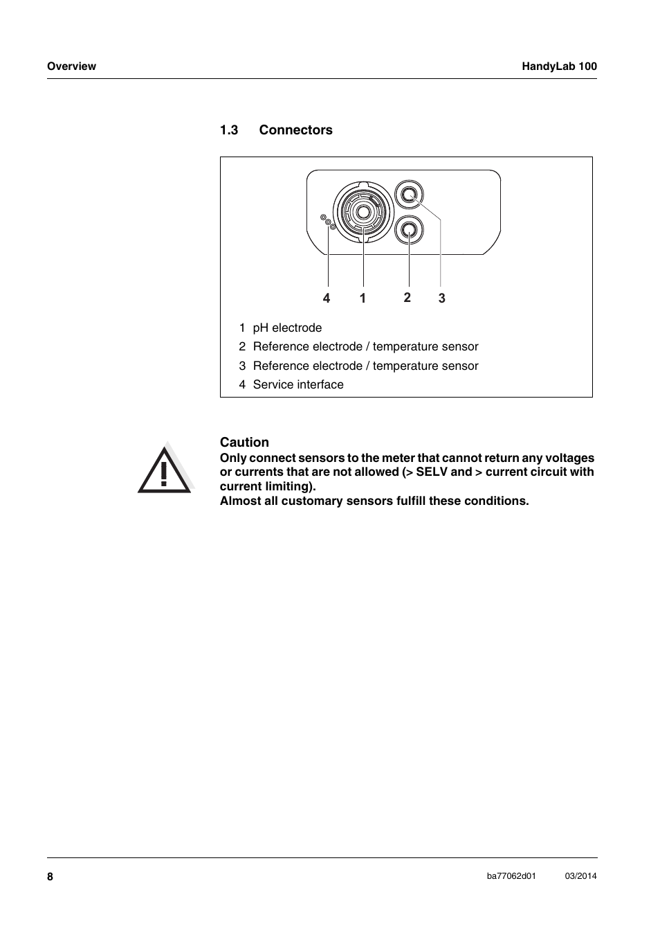 3 connectors, Connectors | Xylem HandyLab 100 User Manual | Page 8 / 66