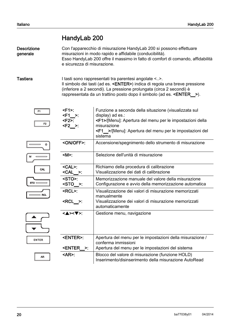 It italiano, Handylab 200 | Xylem HandyLab 200 QuickStart User Manual | Page 22 / 50