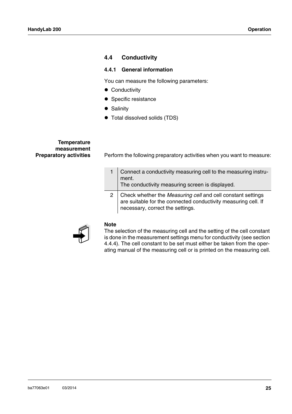 4 conductivity, 1 general information, Conductivity 4.4.1 | General information | Xylem HandyLab 200 User Manual | Page 25 / 52