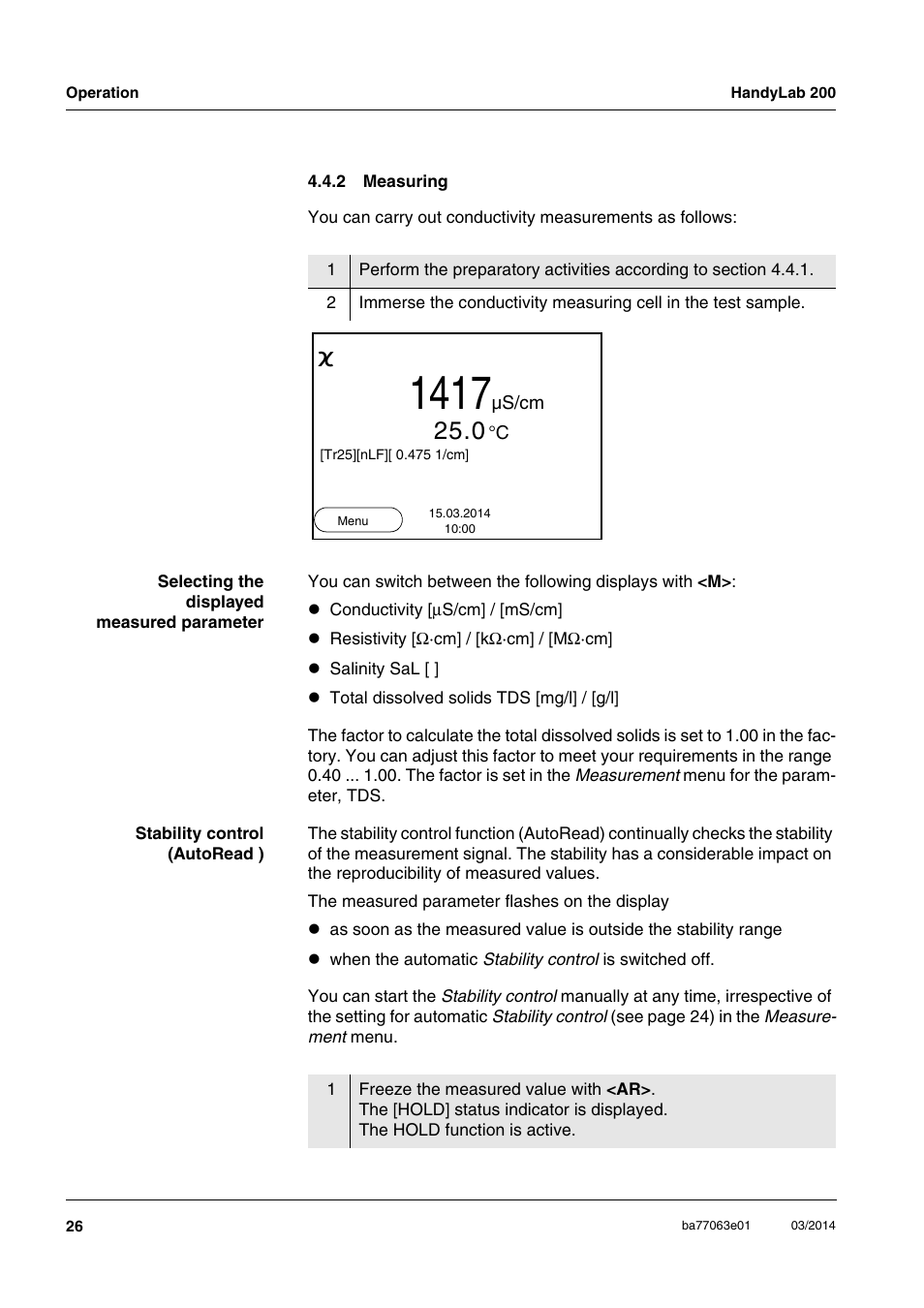 2 measuring, Measuring | Xylem HandyLab 200 User Manual | Page 26 / 52