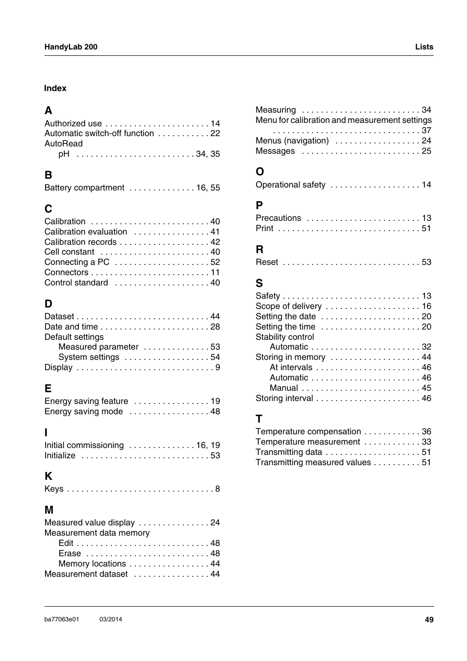 Xylem HandyLab 200 User Manual | Page 49 / 52