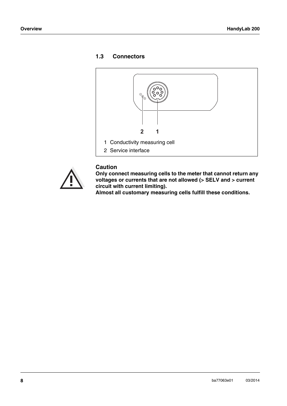 3 connectors, Connectors | Xylem HandyLab 200 User Manual | Page 8 / 52