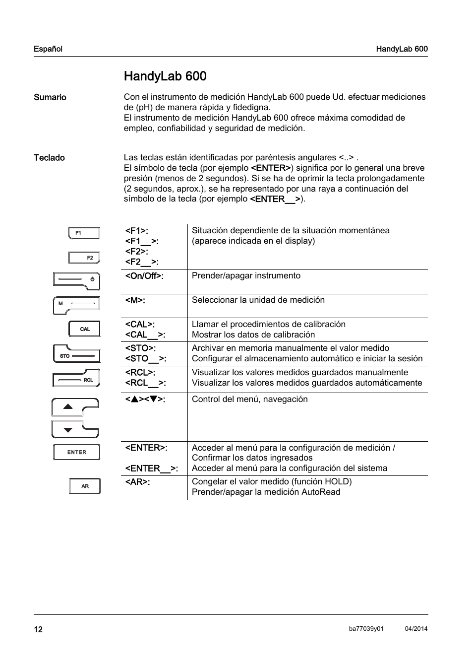 Es español, Handylab 600 | Xylem HandyLab 600 QuickStart User Manual | Page 14 / 50