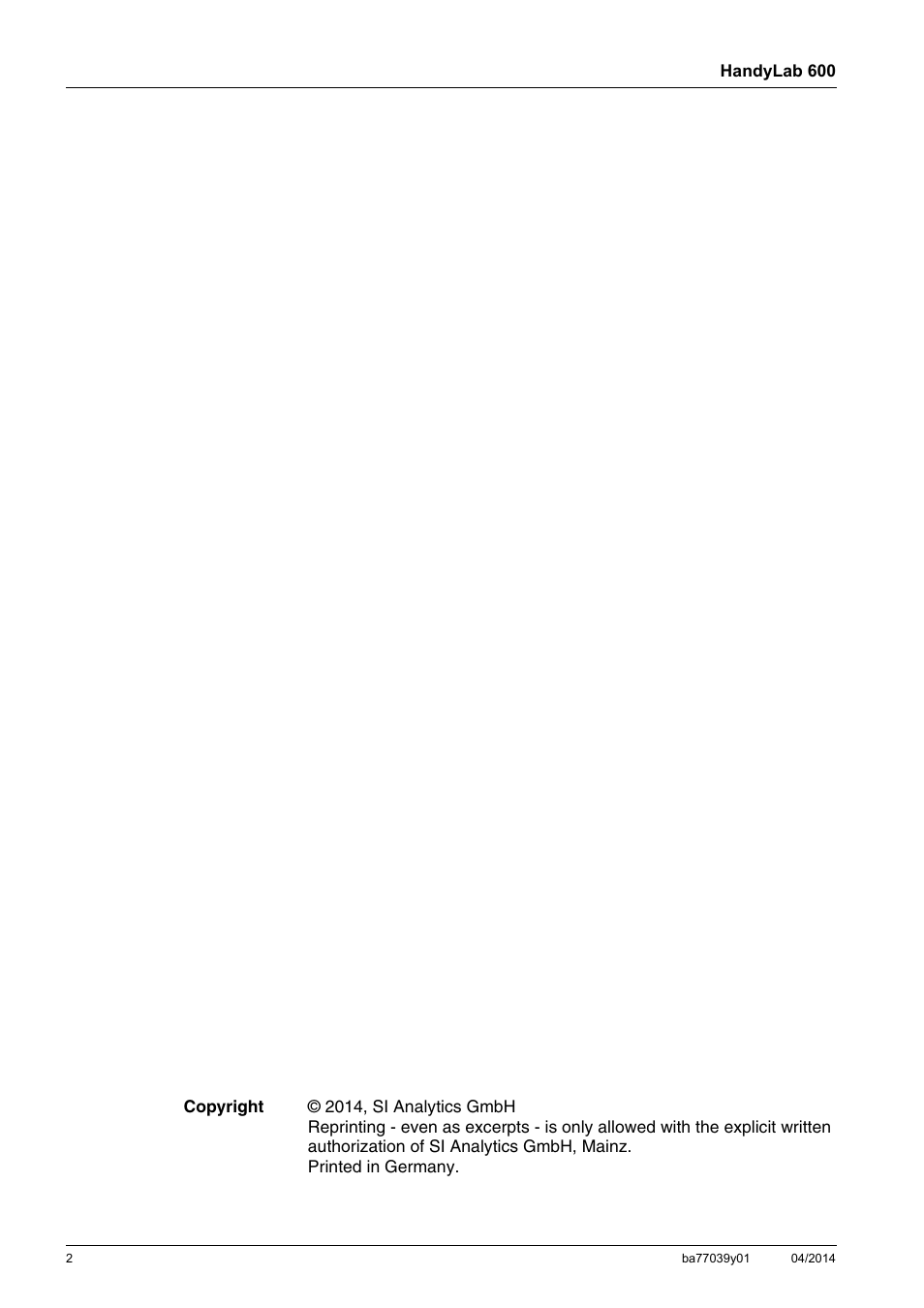 Xylem HandyLab 600 QuickStart User Manual | Page 2 / 50