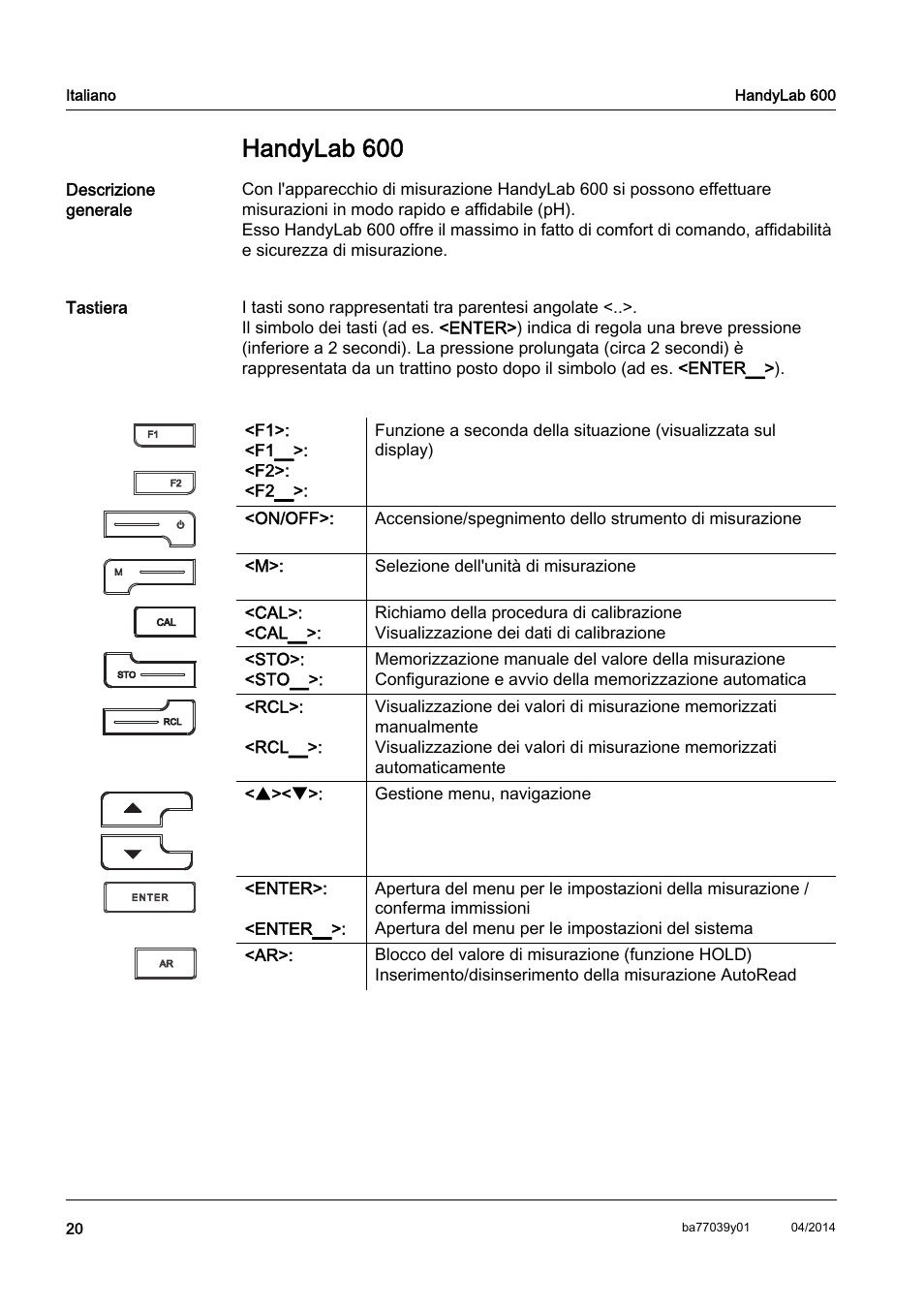 It italiano, Handylab 600 | Xylem HandyLab 600 QuickStart User Manual | Page 22 / 50