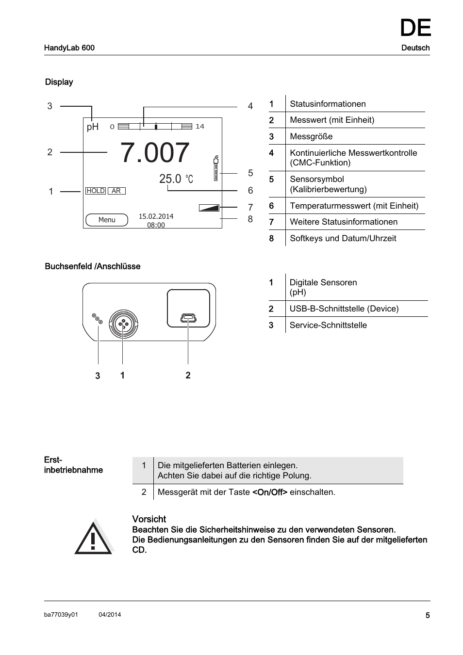 Xylem HandyLab 600 QuickStart User Manual | Page 7 / 50