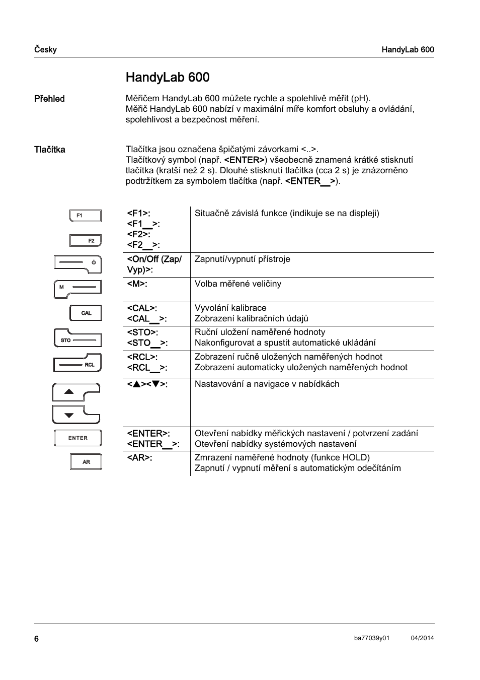Cs česky, Handylab 600 | Xylem HandyLab 600 QuickStart User Manual | Page 8 / 50