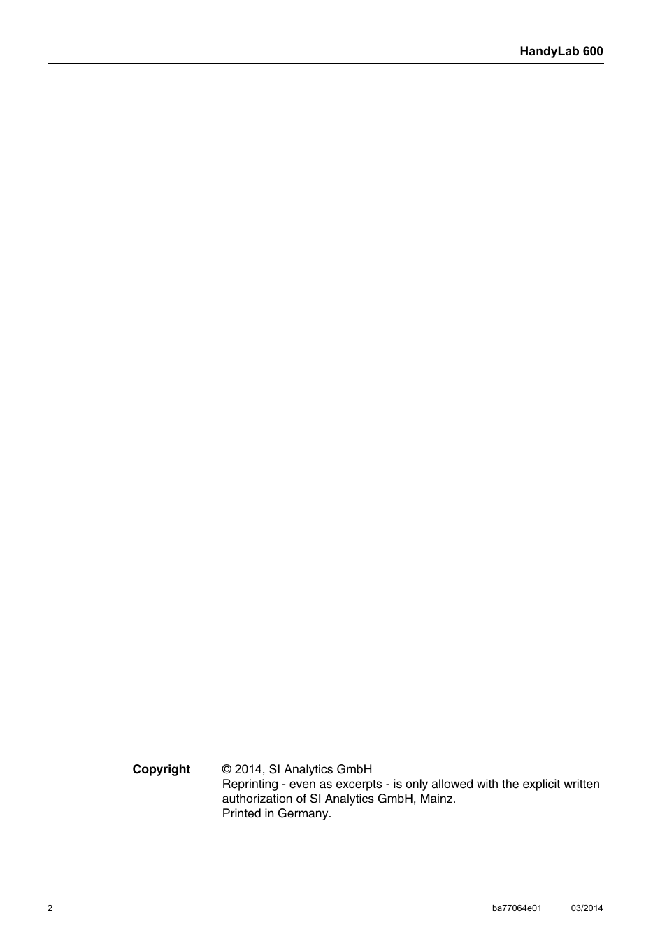 Xylem HandyLab 600 User Manual | Page 2 / 72