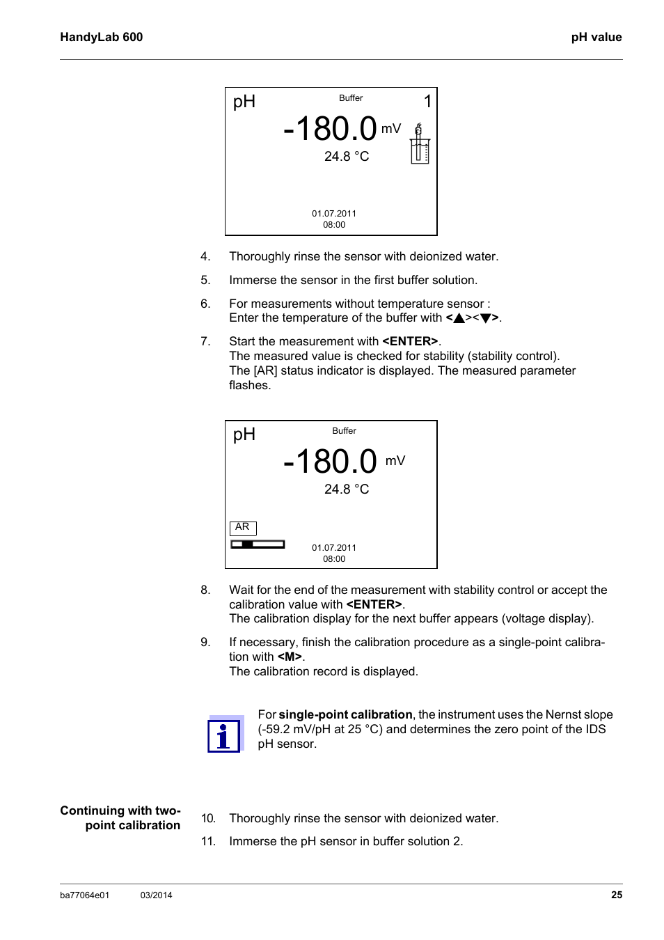 Ph 1 | Xylem HandyLab 600 User Manual | Page 25 / 72