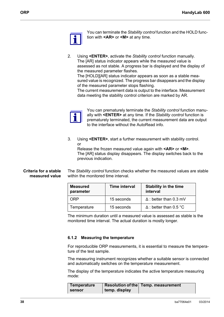 2 measuring the temperature, Measuring the temperature | Xylem HandyLab 600 User Manual | Page 38 / 72