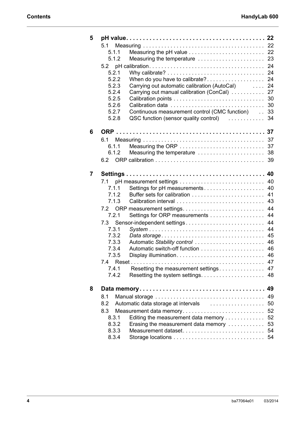 Xylem HandyLab 600 User Manual | Page 4 / 72