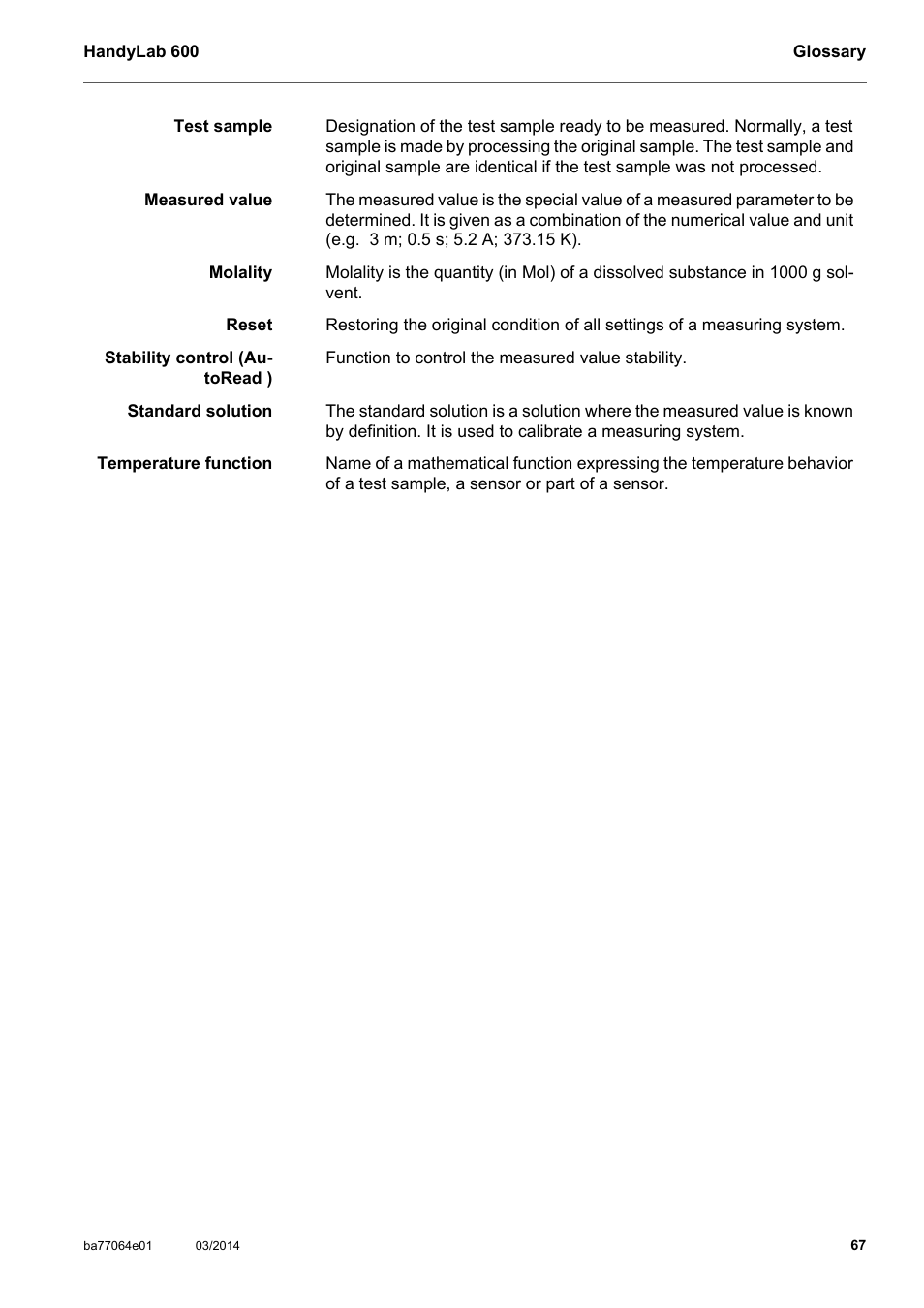 Xylem HandyLab 600 User Manual | Page 67 / 72