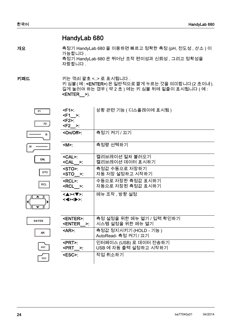 Ko 한국어, Handylab 680 | Xylem HandyLab 680 QuickStart User Manual | Page 26 / 50