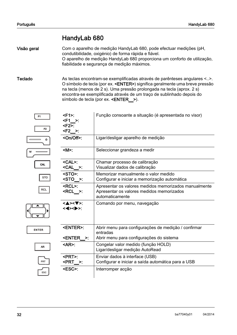 Pt português, Handylab 680 | Xylem HandyLab 680 QuickStart User Manual | Page 34 / 50