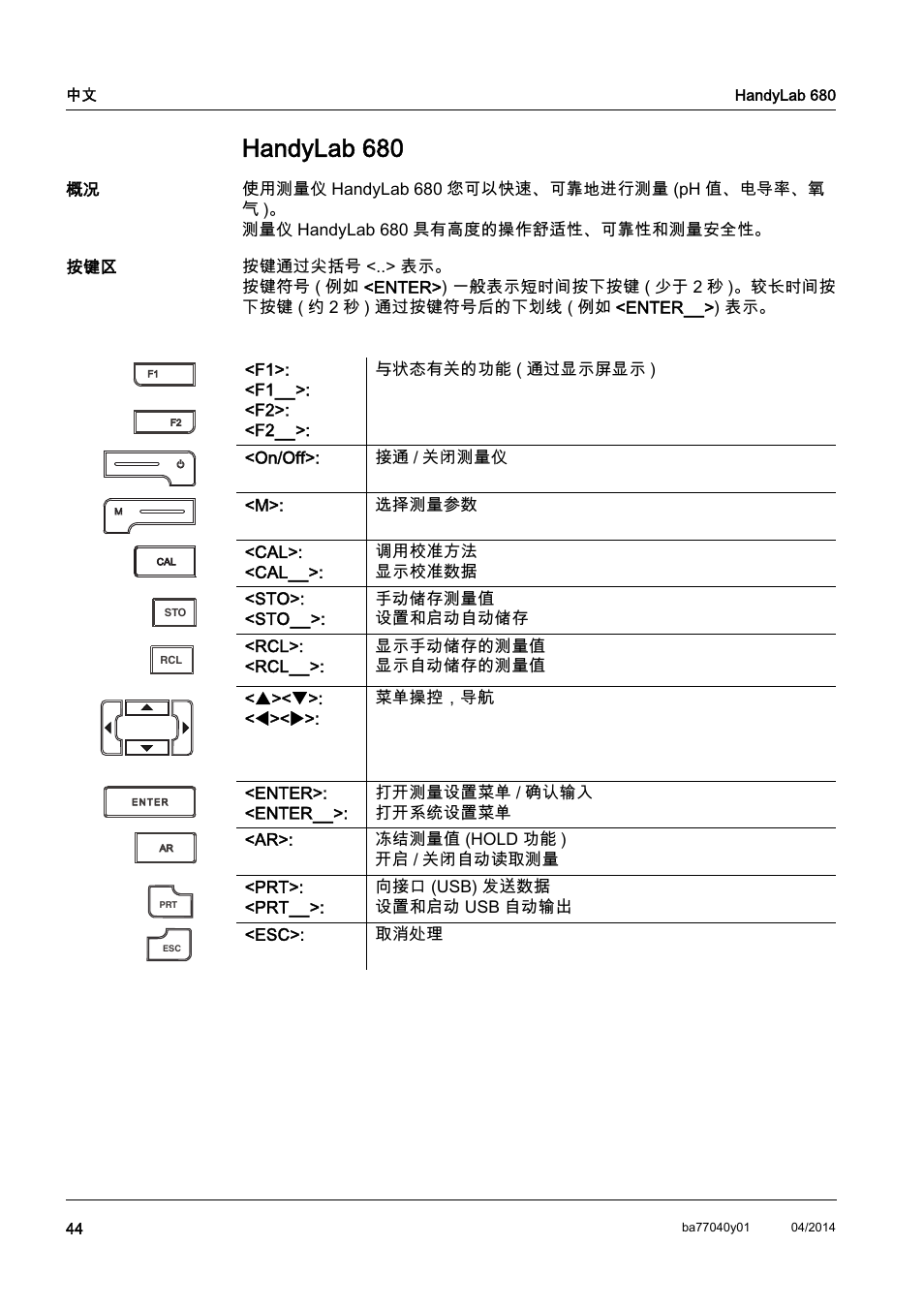 Zh 中文, Handylab 680 | Xylem HandyLab 680 QuickStart User Manual | Page 46 / 50