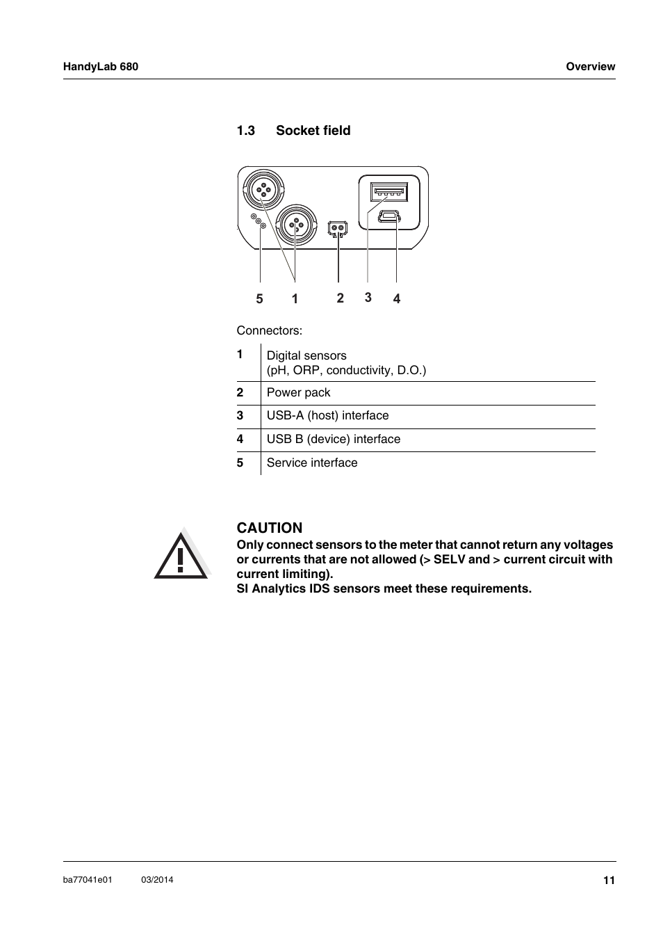 3 socket field, Socket field | Xylem HandyLab 680 User Manual | Page 11 / 120