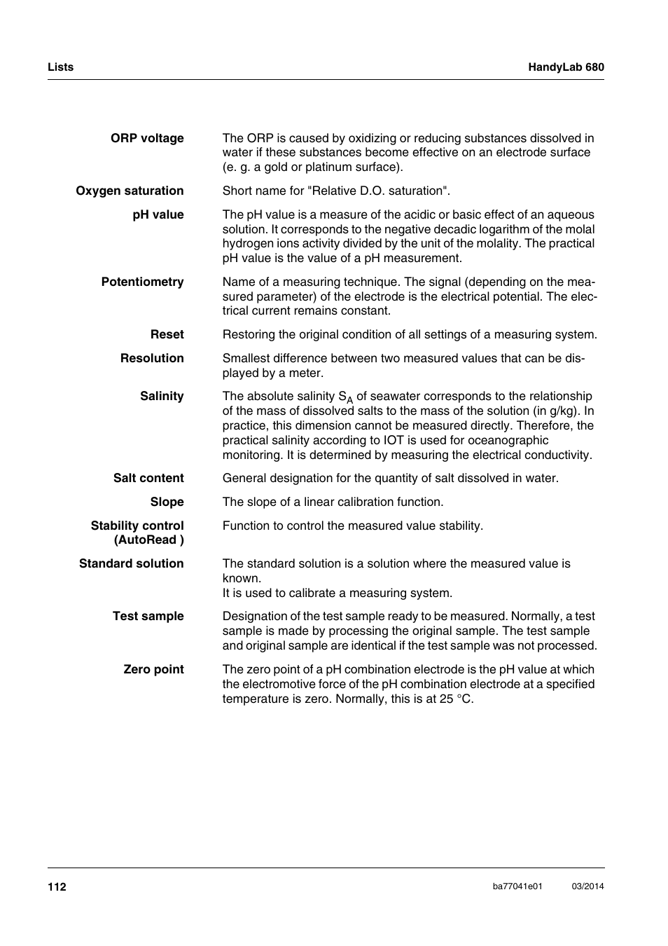 Xylem HandyLab 680 User Manual | Page 112 / 120