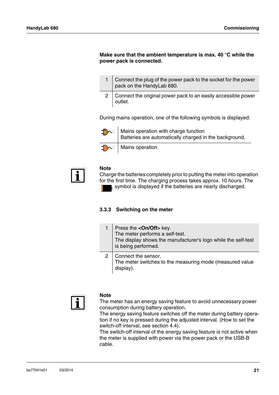 3 switching on the meter, Switching on the meter | Xylem HandyLab 680 User Manual | Page 21 / 120