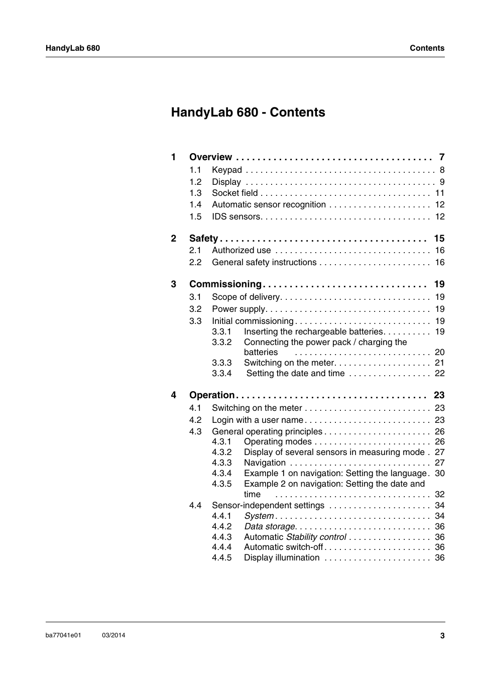 Handylab 680 - contents | Xylem HandyLab 680 User Manual | Page 3 / 120