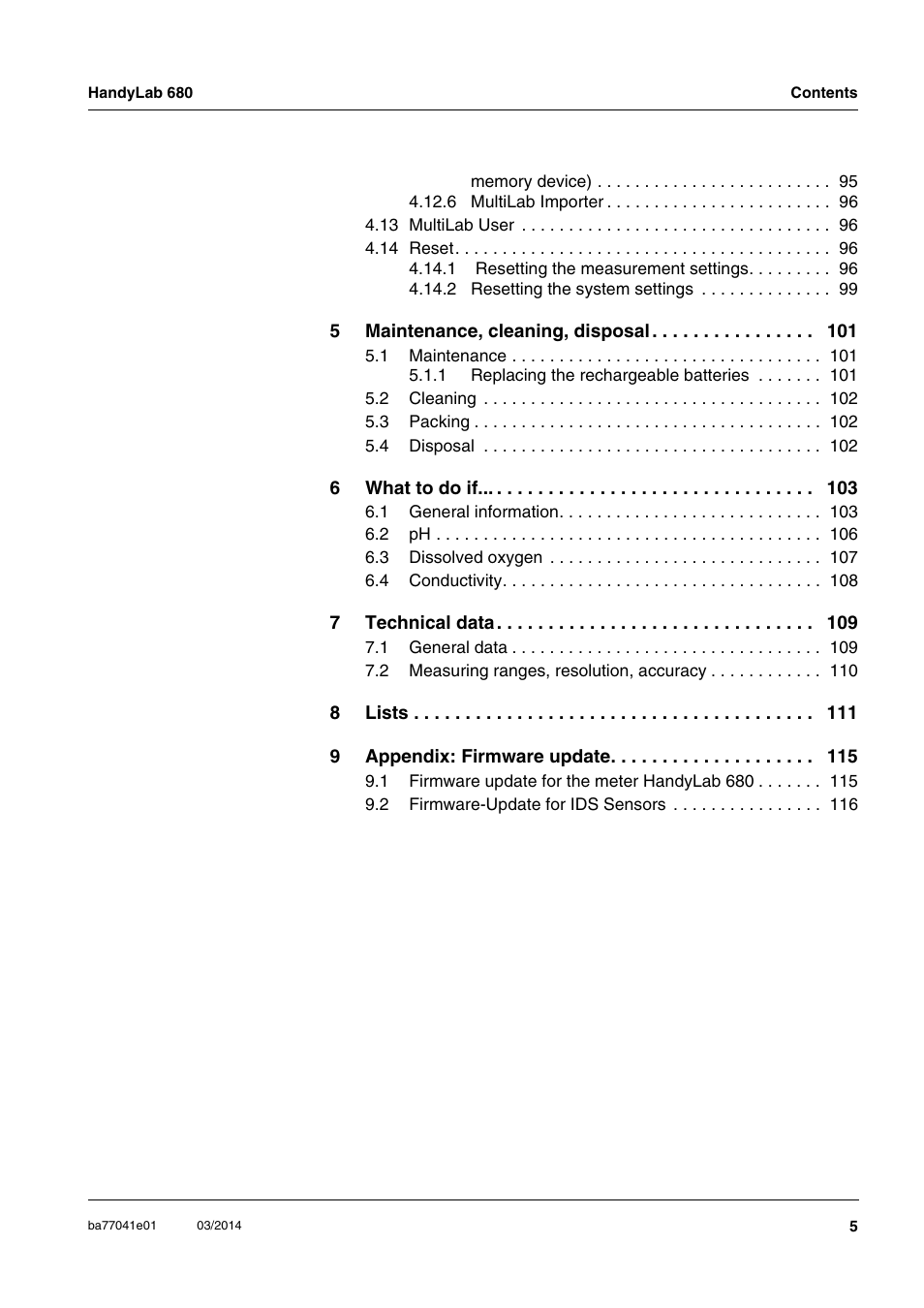 Xylem HandyLab 680 User Manual | Page 5 / 120