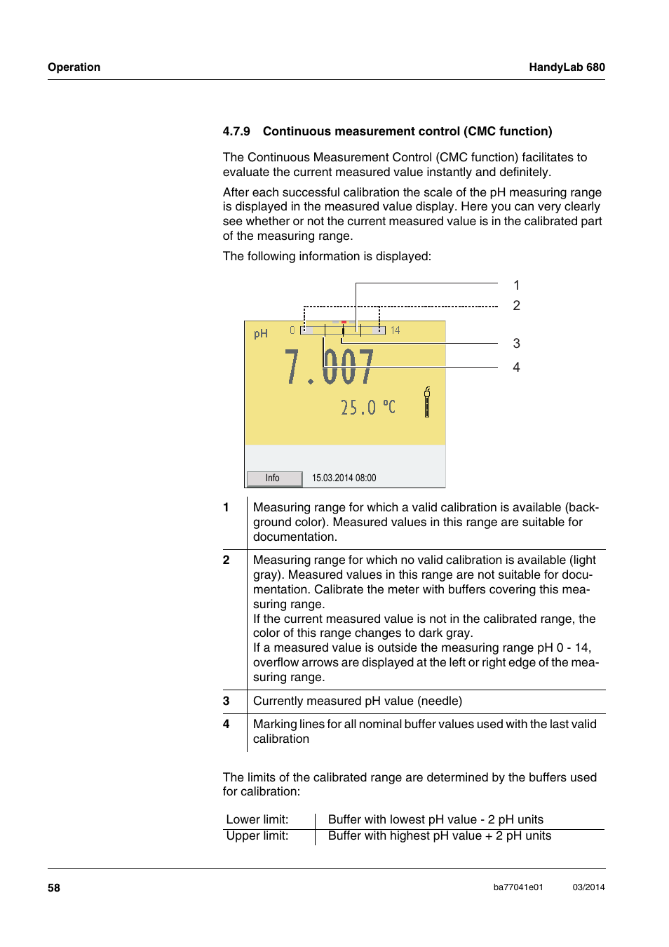 9 continuous measurement control (cmc function), Continuous measurement control (cmc function) | Xylem HandyLab 680 User Manual | Page 58 / 120