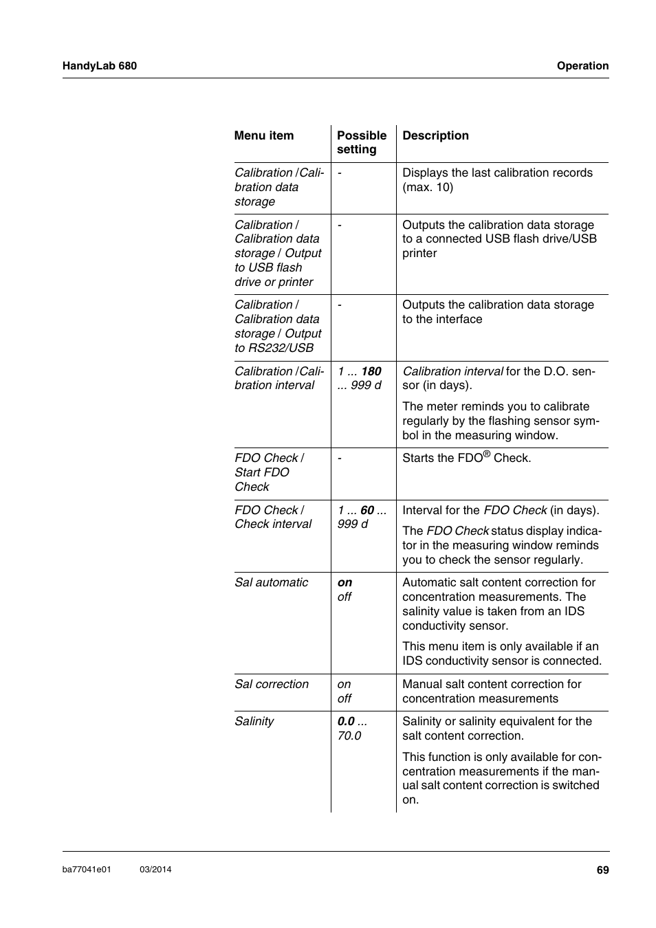 Xylem HandyLab 680 User Manual | Page 69 / 120