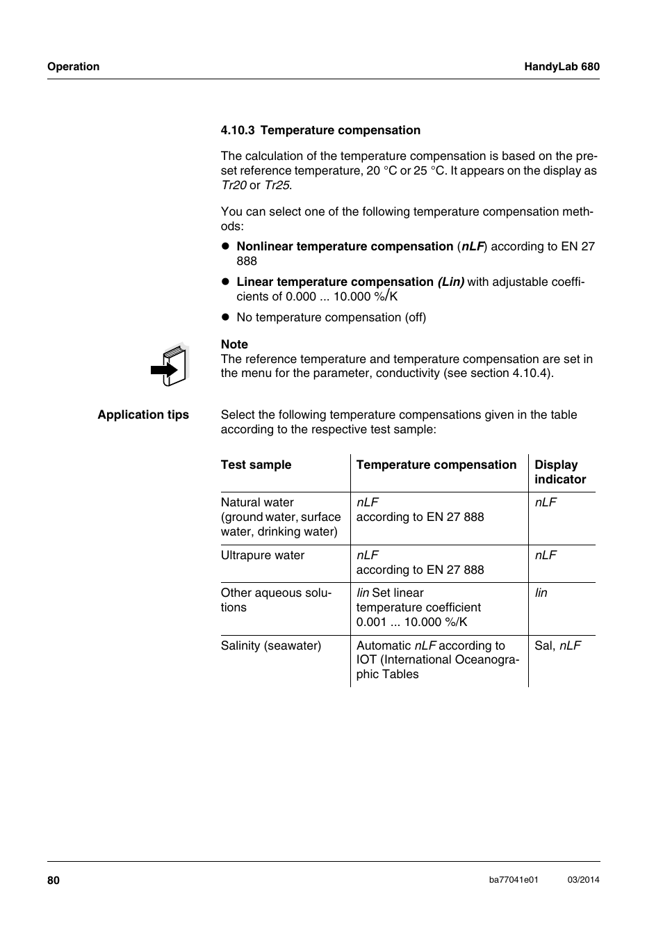 3 temperature compensation | Xylem HandyLab 680 User Manual | Page 80 / 120