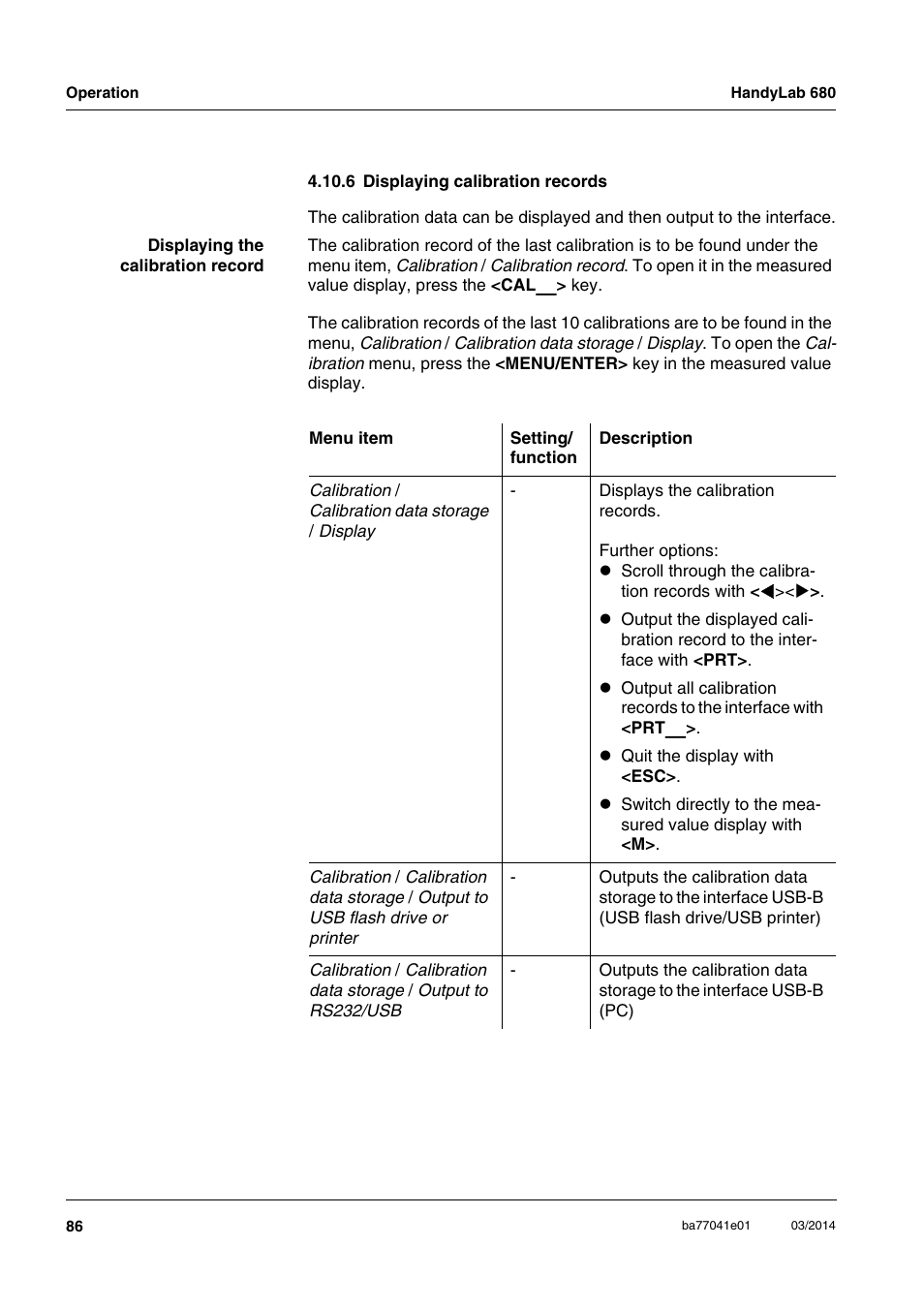 6 displaying calibration records | Xylem HandyLab 680 User Manual | Page 86 / 120