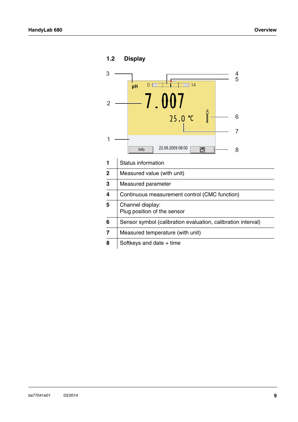 2 display, Display | Xylem HandyLab 680 User Manual | Page 9 / 120