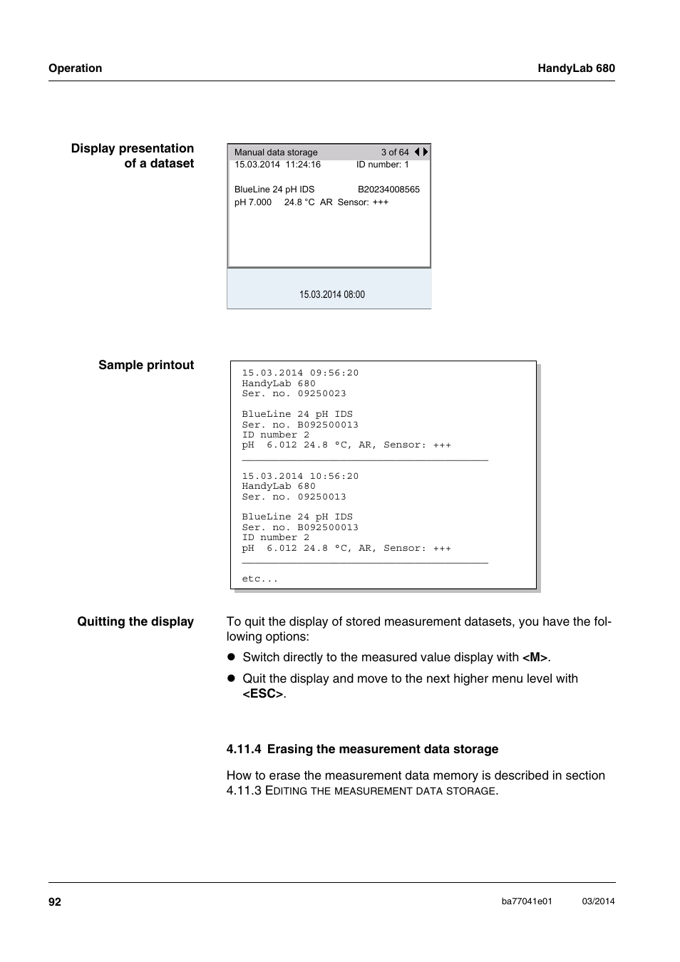 4 erasing the measurement data storage | Xylem HandyLab 680 User Manual | Page 92 / 120