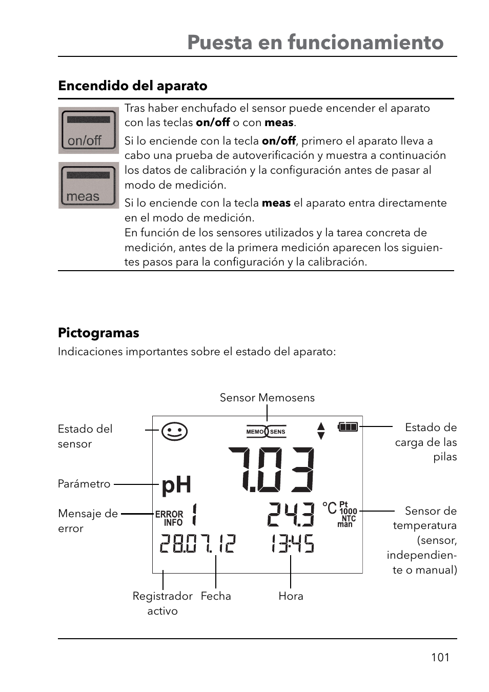 Puesta en funcionamiento | Xylem HandyLab 750(EX) User Manual | Page 101 / 128