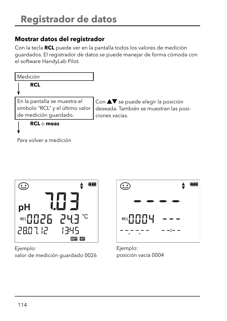 Registrador de datos | Xylem HandyLab 750(EX) User Manual | Page 114 / 128