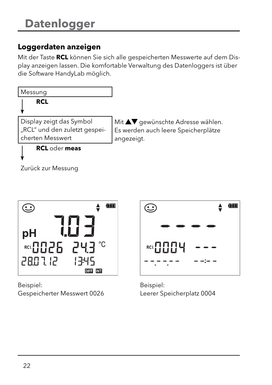 Datenlogger | Xylem HandyLab 750(EX) User Manual | Page 22 / 128