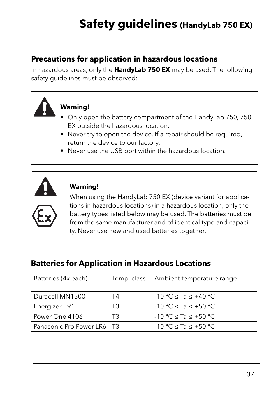 Safety guidelines | Xylem HandyLab 750(EX) User Manual | Page 37 / 128