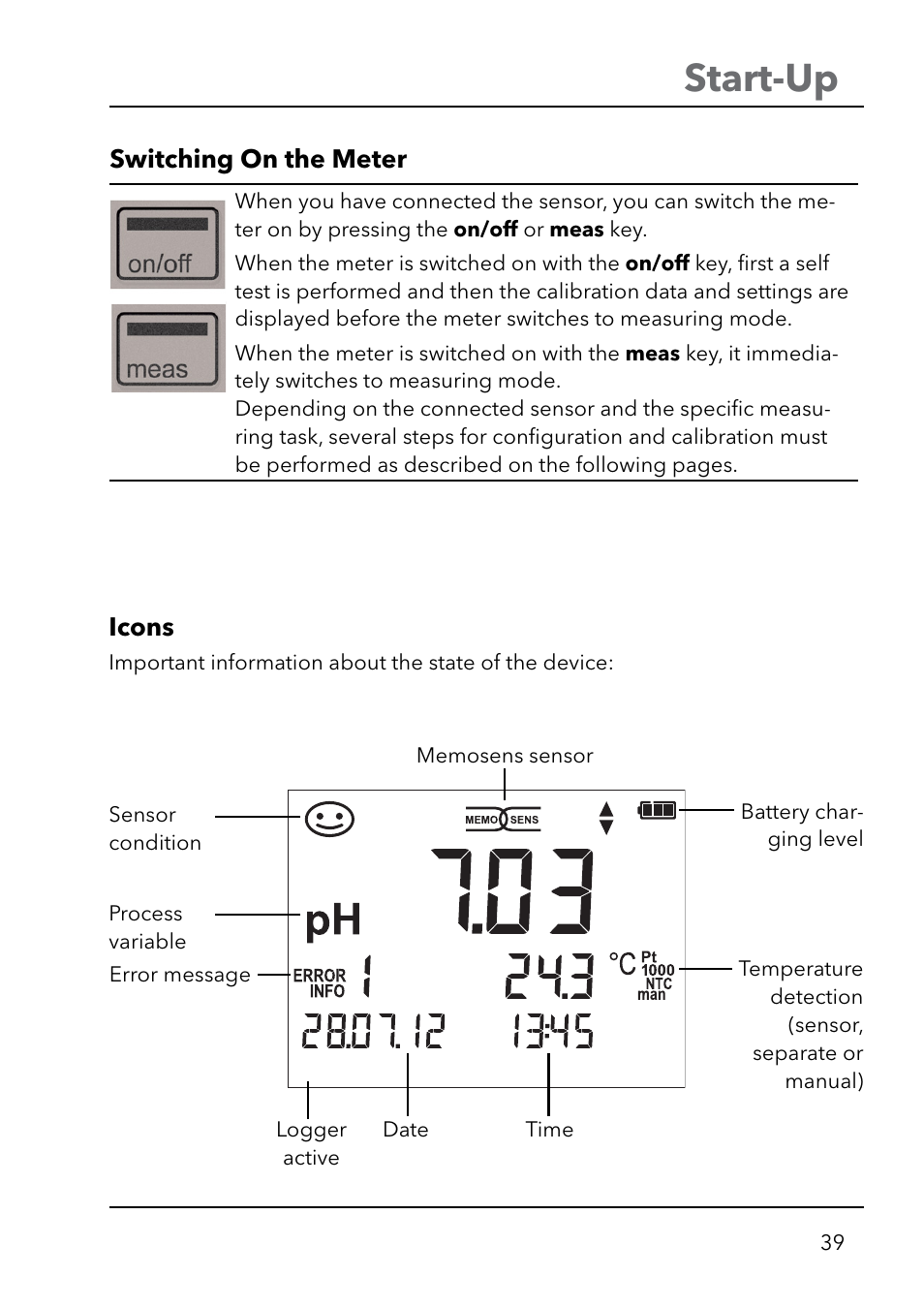 Start-up | Xylem HandyLab 750(EX) User Manual | Page 39 / 128