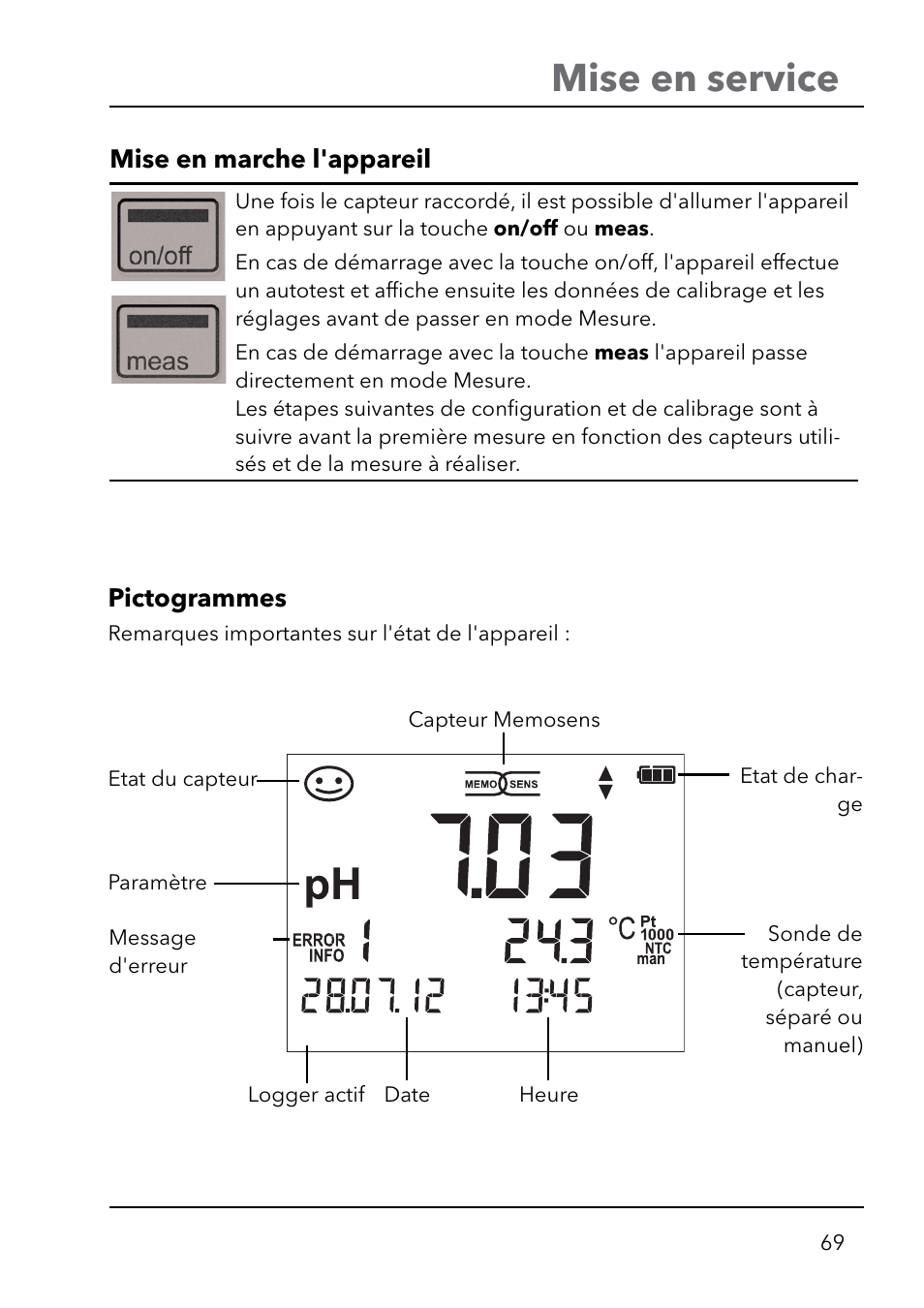 Mise en service | Xylem HandyLab 750(EX) User Manual | Page 69 / 128