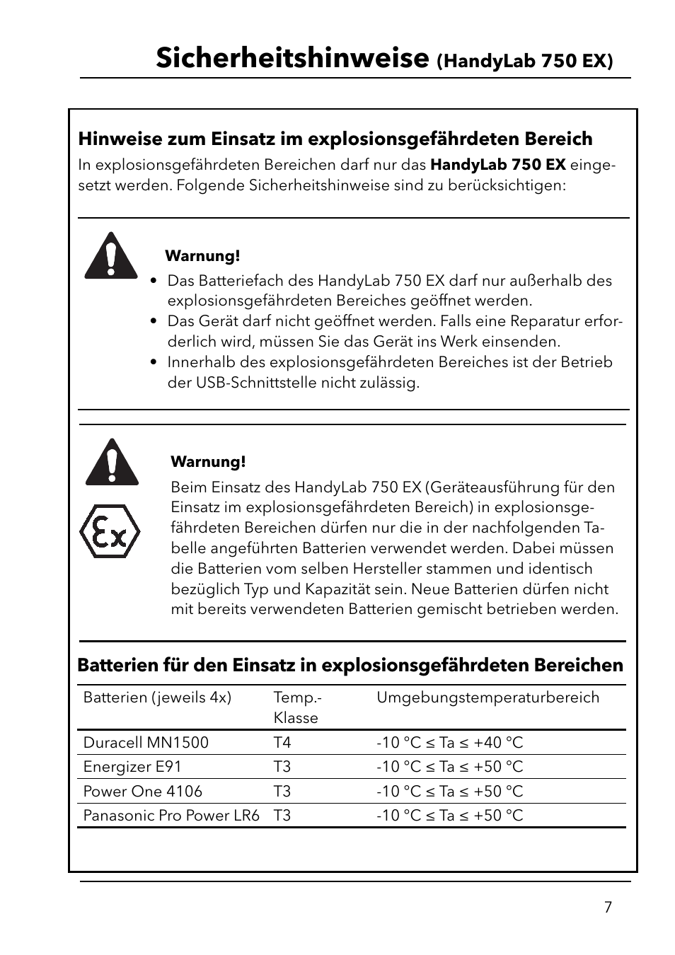 Sicherheitshinweise | Xylem HandyLab 750(EX) User Manual | Page 7 / 128