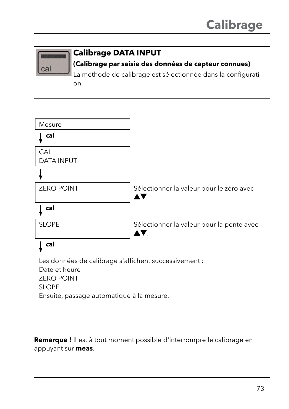 Calibrage | Xylem HandyLab 750(EX) User Manual | Page 73 / 128