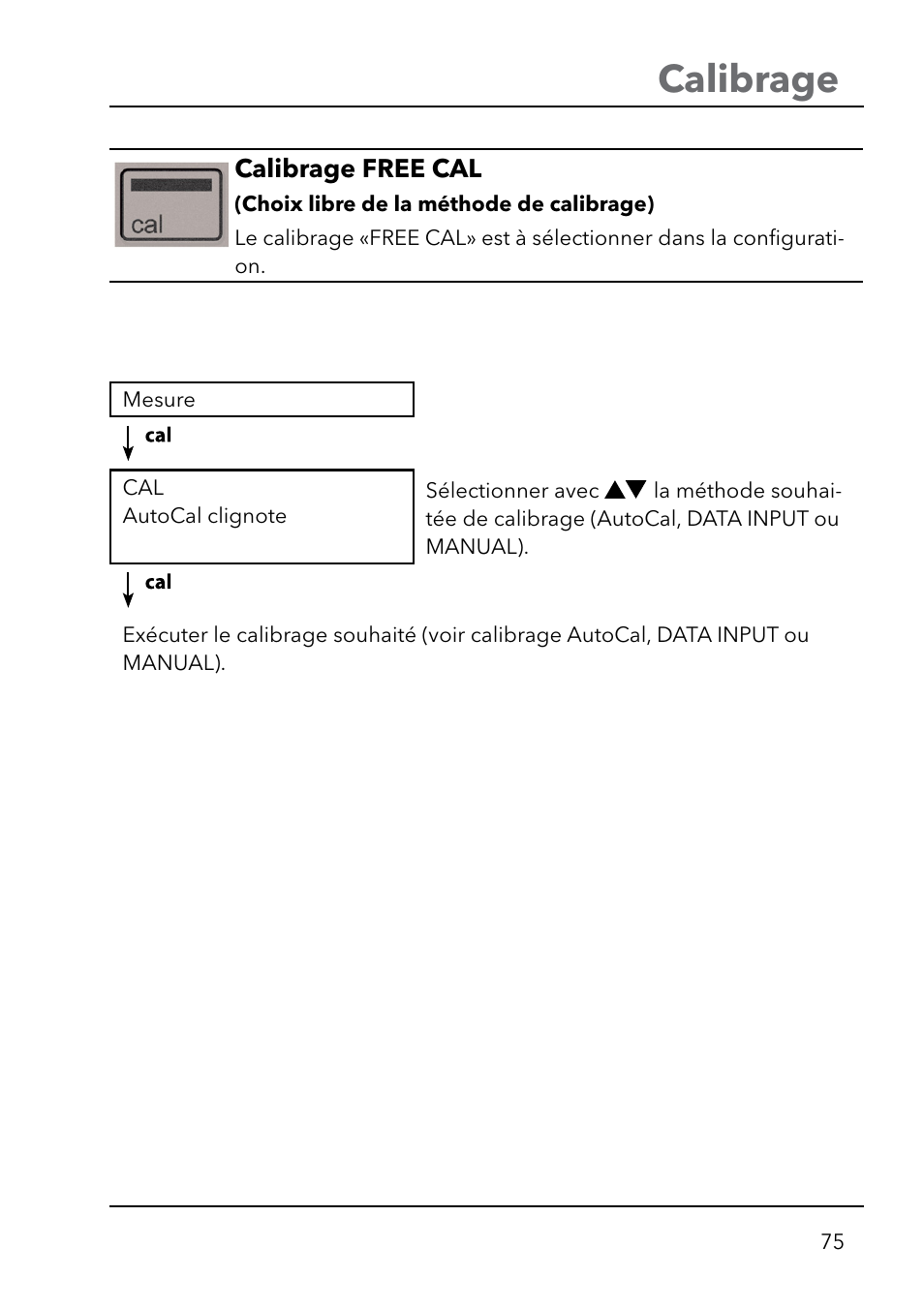 Calibrage | Xylem HandyLab 750(EX) User Manual | Page 75 / 128