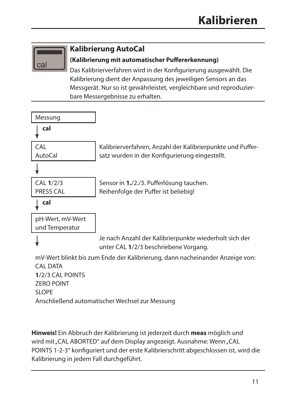 Kalibrieren | Xylem HandyLab 700 User Manual | Page 11 / 76