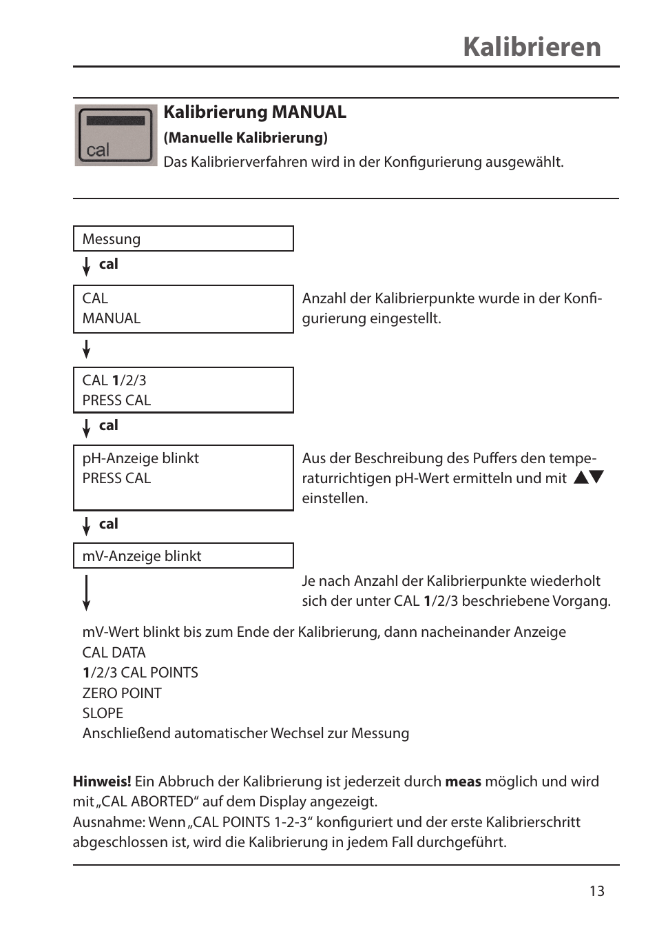 Kalibrieren | Xylem HandyLab 700 User Manual | Page 13 / 76