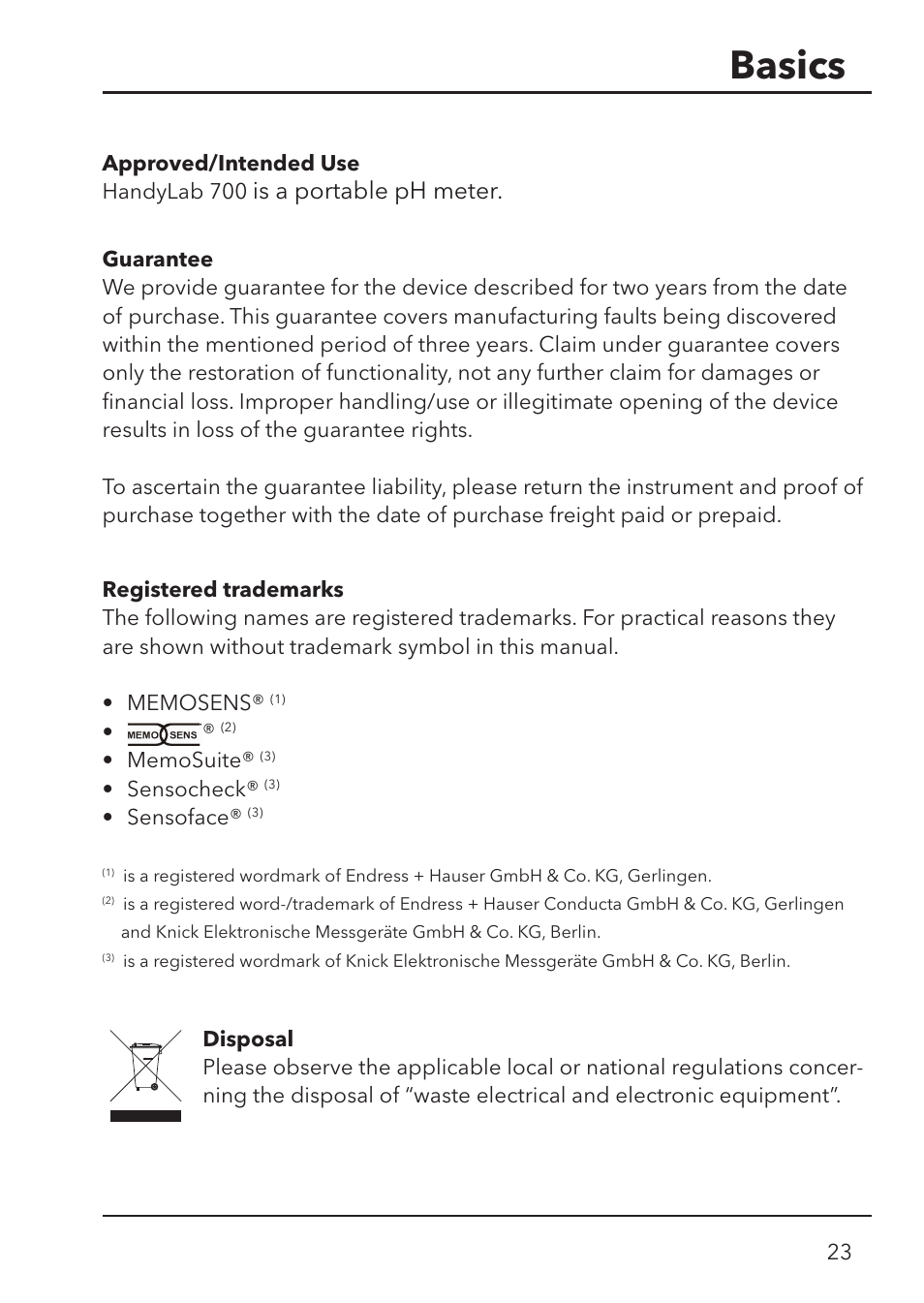 Basics, Is a portable ph meter | Xylem HandyLab 700 User Manual | Page 23 / 76