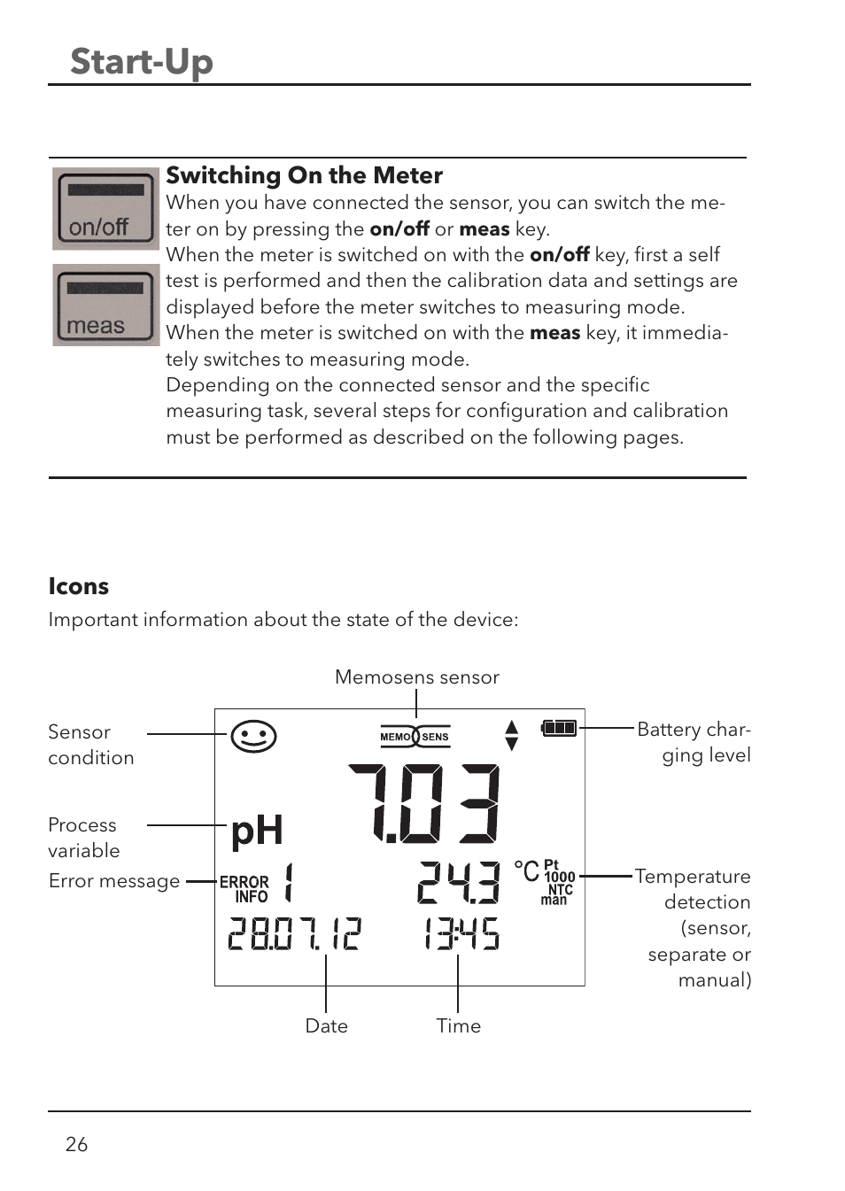 Start-up | Xylem HandyLab 700 User Manual | Page 26 / 76