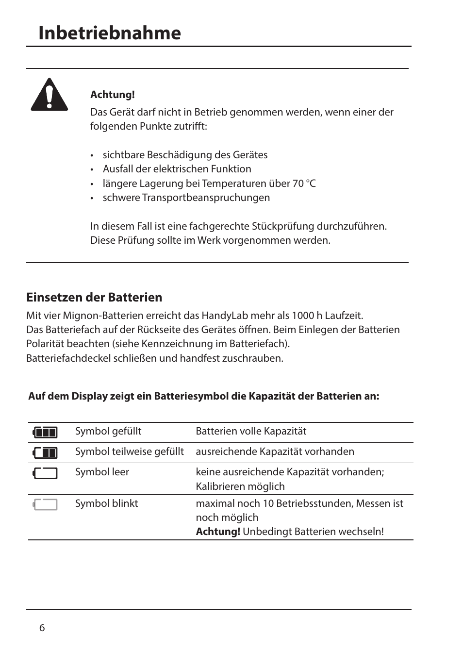 Inbetriebnahme | Xylem HandyLab 700 User Manual | Page 6 / 76