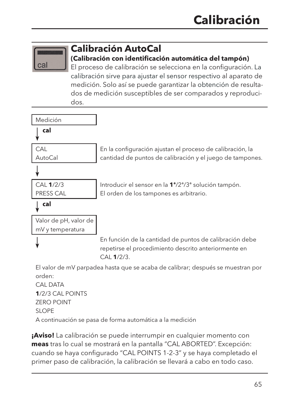 Calibración, Calibración autocal | Xylem HandyLab 700 User Manual | Page 65 / 76