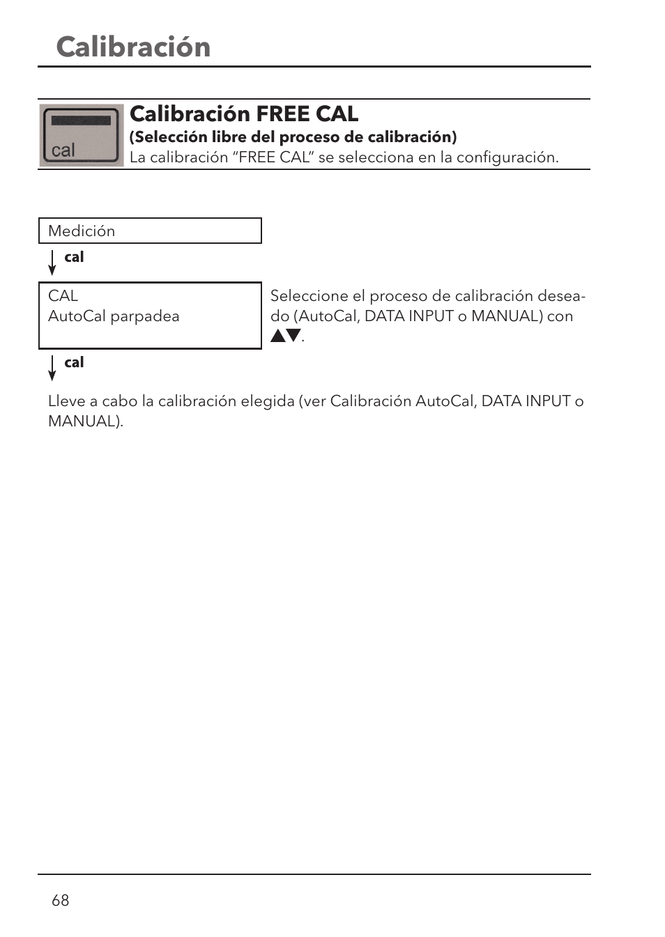 Calibración, Calibración free cal | Xylem HandyLab 700 User Manual | Page 68 / 76