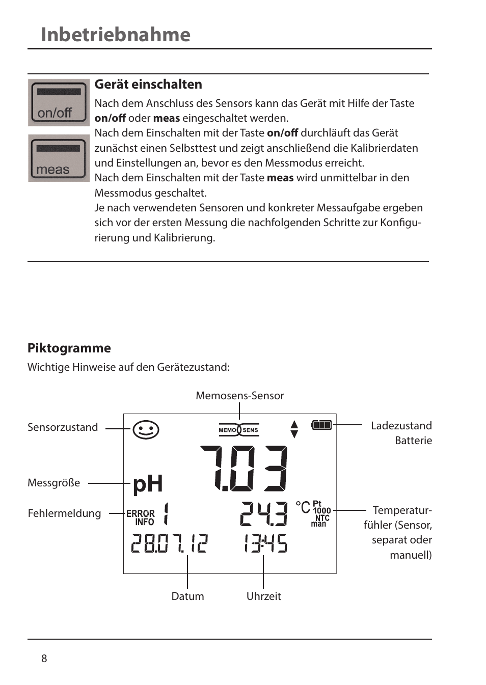 Inbetriebnahme | Xylem HandyLab 700 User Manual | Page 8 / 76