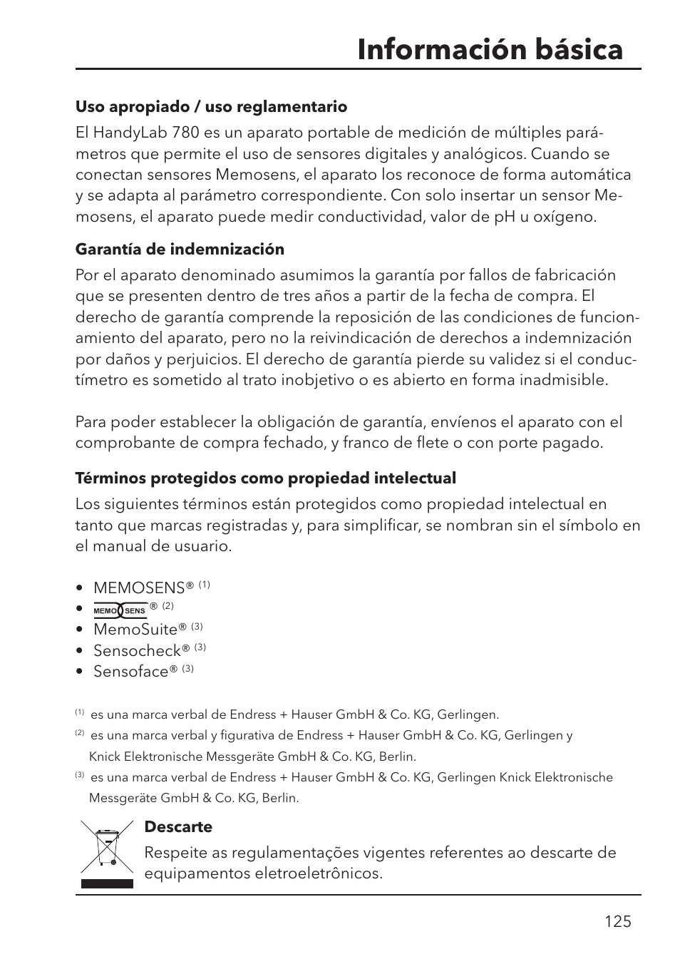 Información básica | Xylem HandyLab 780 User Manual | Page 125 / 164